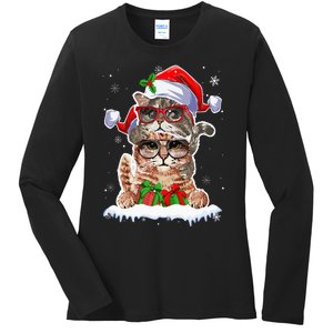 Cat Christmas Santa Cat Mom Cat Dad Cat Lover Merry Catmas Ladies Long Sleeve Shirt