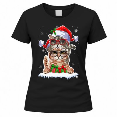 Cat Christmas Santa Cat Mom Cat Dad Cat Lover Merry Catmas Women's T-Shirt