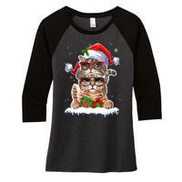 Cat Christmas Santa Cat Mom Cat Dad Cat Lover Merry Catmas Women's Tri-Blend 3/4-Sleeve Raglan Shirt