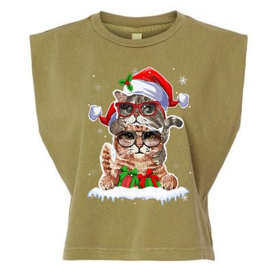 Cat Christmas Santa Cat Mom Cat Dad Cat Lover Merry Catmas Garment-Dyed Women's Muscle Tee