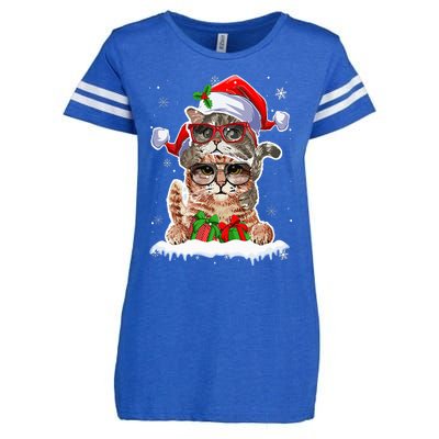 Cat Christmas Santa Cat Mom Cat Dad Cat Lover Merry Catmas Enza Ladies Jersey Football T-Shirt