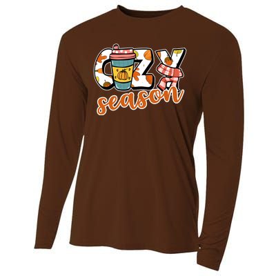 Cute Crazy Season Fall Autumn Coffee Pumpkin Spice Cooling Performance Long Sleeve Crew