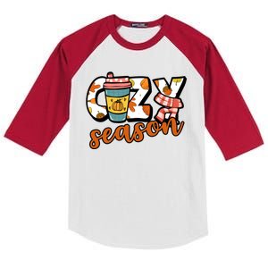 Cute Crazy Season Fall Autumn Coffee Pumpkin Spice Kids Colorblock Raglan Jersey