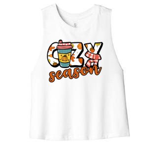 Cute Crazy Season Fall Autumn Coffee Pumpkin Spice Women's Racerback Cropped Tank