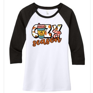 Cute Crazy Season Fall Autumn Coffee Pumpkin Spice Women's Tri-Blend 3/4-Sleeve Raglan Shirt