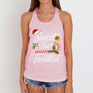 Candy Cane Sweet But Twisted Funny Christmas Great Gift Women's Knotted Racerback Tank