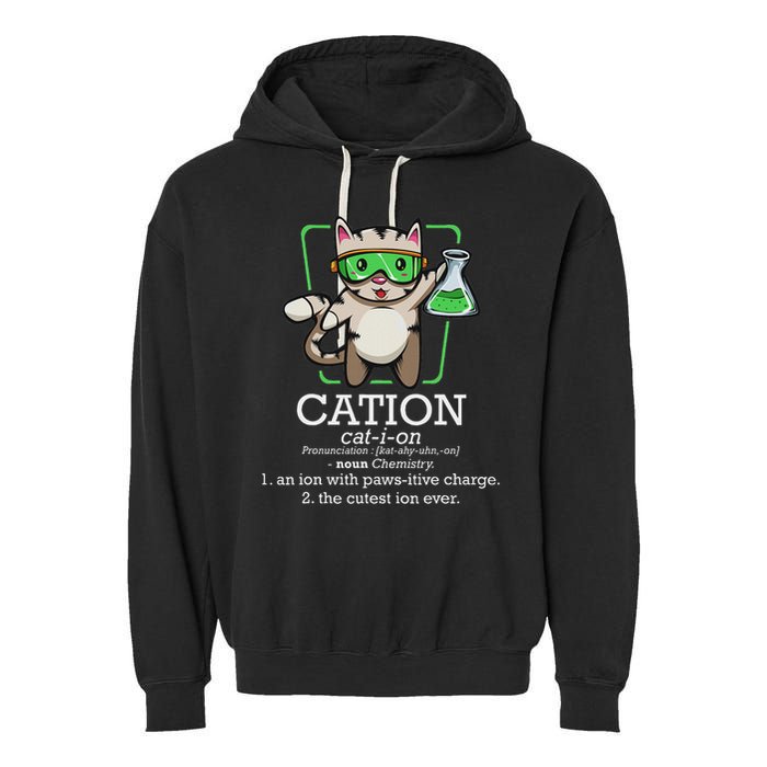 Cation Cute Science Cat Pawsitive Element Chemistry Teacher Garment-Dyed Fleece Hoodie