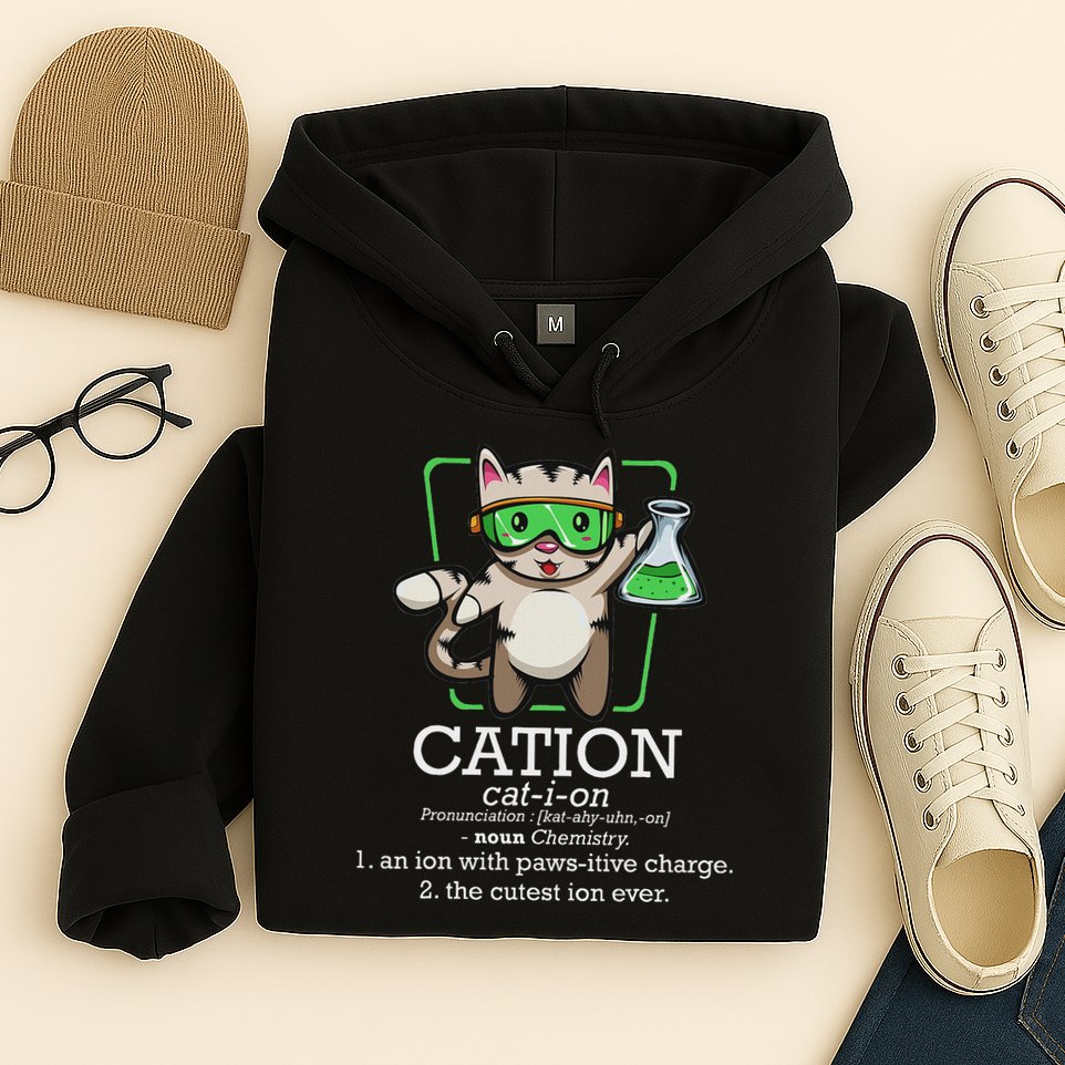 Cation Cute Science Cat Pawsitive Element Chemistry Teacher Hoodie