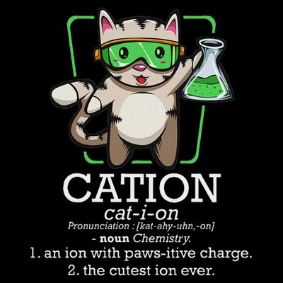 Cation Cute Science Cat Pawsitive Element Chemistry Teacher T-Shirt