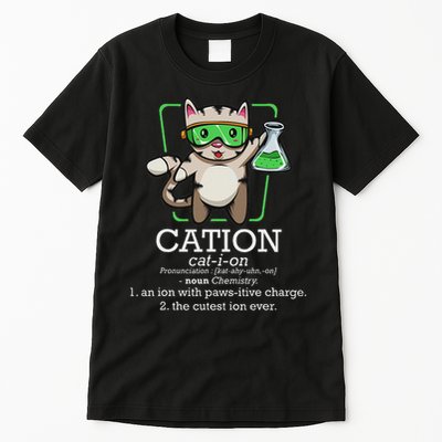 Cation Cute Science Cat Pawsitive Element Chemistry Teacher Tall T-Shirt