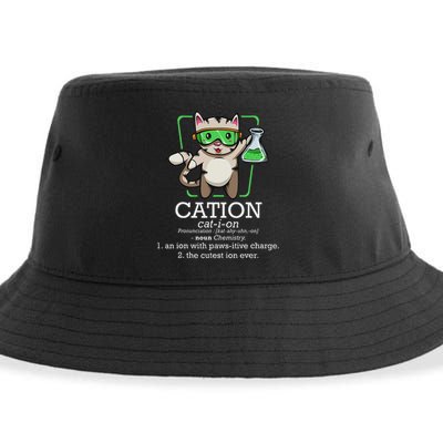 Cation Cute Science Cat Pawsitive Element Chemistry Teacher Sustainable Bucket Hat