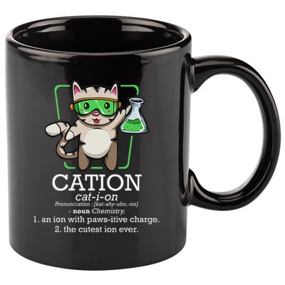 Cation Cute Science Cat Pawsitive Element Chemistry Teacher 11oz C Handle Ceramic Mug