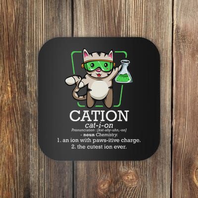 Cation Cute Science Cat Pawsitive Element Chemistry Teacher Coaster