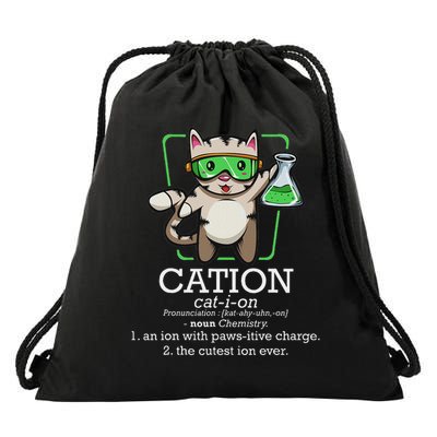 Cation Cute Science Cat Pawsitive Element Chemistry Teacher Drawstring Bag