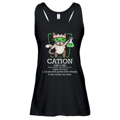 Cation Cute Science Cat Pawsitive Element Chemistry Teacher Ladies Essential Flowy Tank