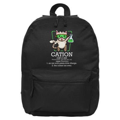 Cation Cute Science Cat Pawsitive Element Chemistry Teacher 16 in Basic Backpack