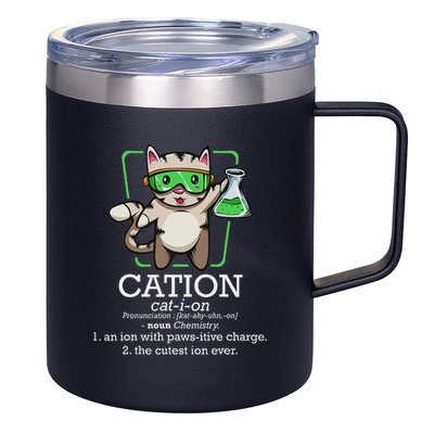 Cation Cute Science Cat Pawsitive Element Chemistry Teacher 12oz Stainless Steel Coffee Mug