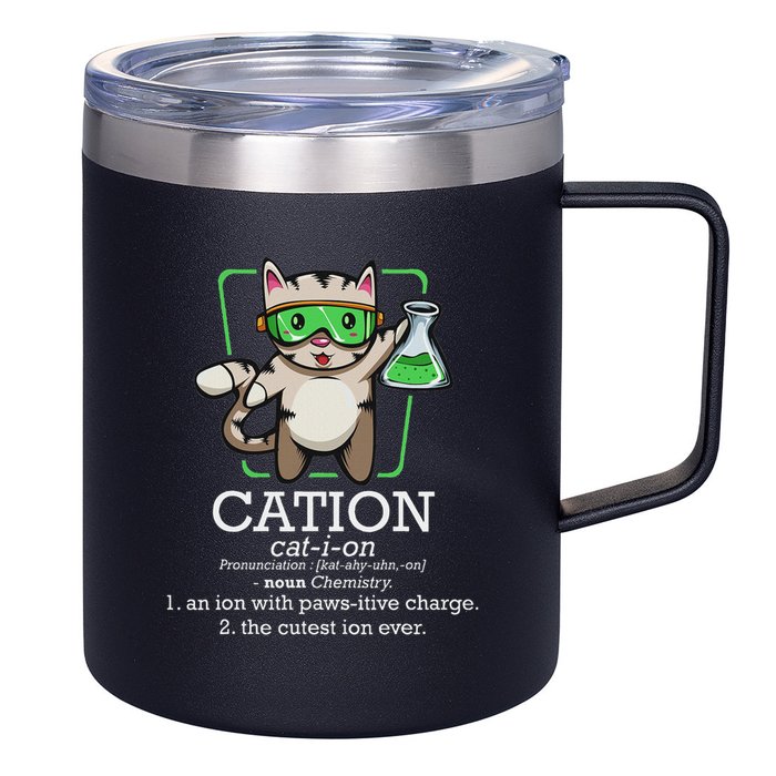 Cation Cute Science Cat Pawsitive Element Chemistry Teacher 12oz Stainless Steel Coffee Mug