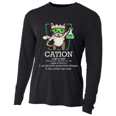 Cation Cute Science Cat Pawsitive Element Chemistry Teacher Cooling Performance Long Sleeve Crew