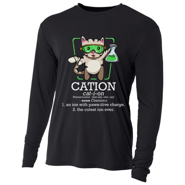 Cation Cute Science Cat Pawsitive Element Chemistry Teacher Cooling Performance Long Sleeve Crew