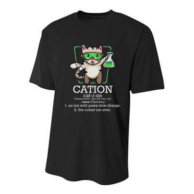 Cation Cute Science Cat Pawsitive Element Chemistry Teacher Youth Performance Sprint T-Shirt