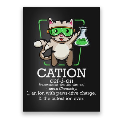 Cation Cute Science Cat Pawsitive Element Chemistry Teacher Poster
