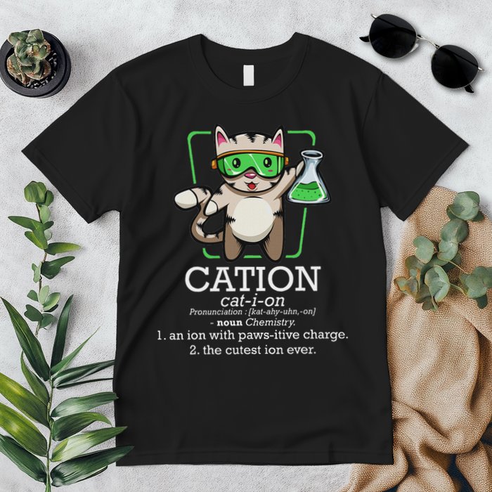 Cation Cute Science Cat Pawsitive Element Chemistry Teacher Premium T-Shirt
