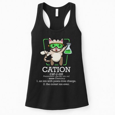 Cation Cute Science Cat Pawsitive Element Chemistry Teacher Womens Tank Top