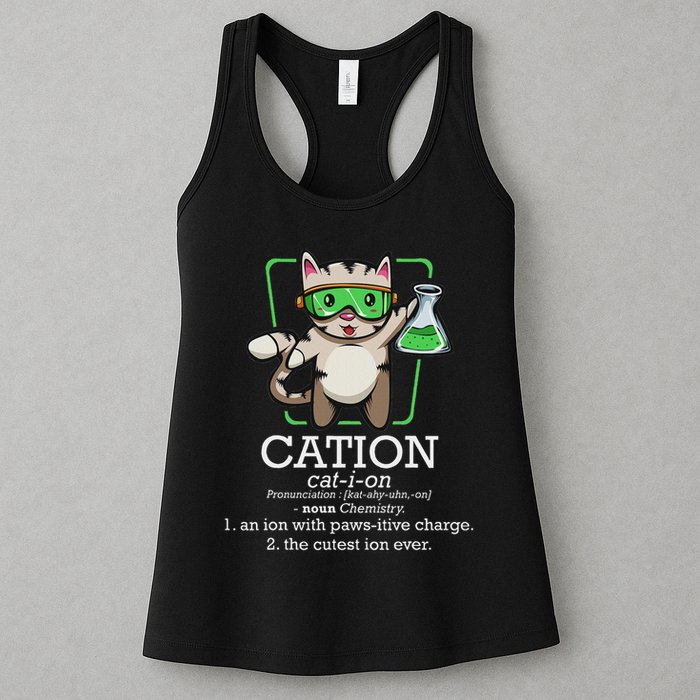 Cation Cute Science Cat Pawsitive Element Chemistry Teacher Womens Tank Top
