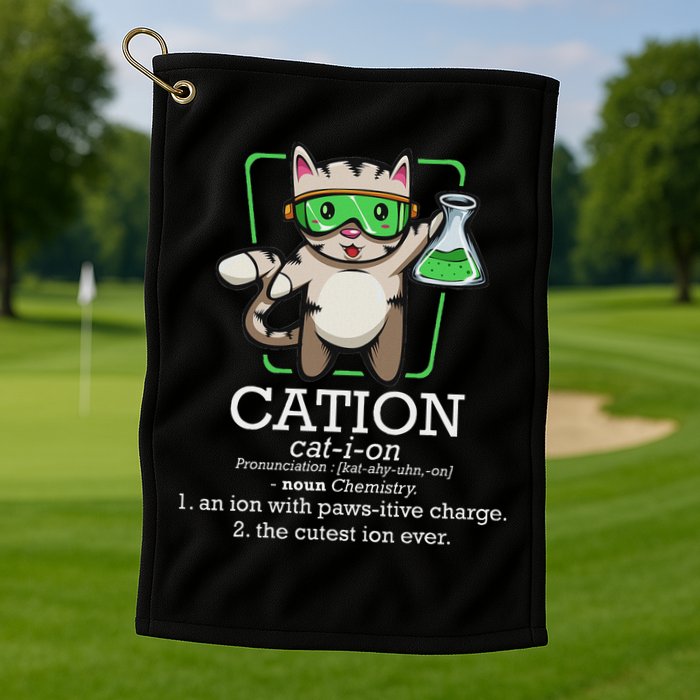 Cation Cute Science Cat Pawsitive Element Chemistry Teacher Golf Towel