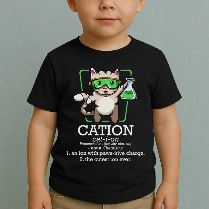 Cation Cute Science Cat Pawsitive Element Chemistry Teacher Toddler T-Shirt