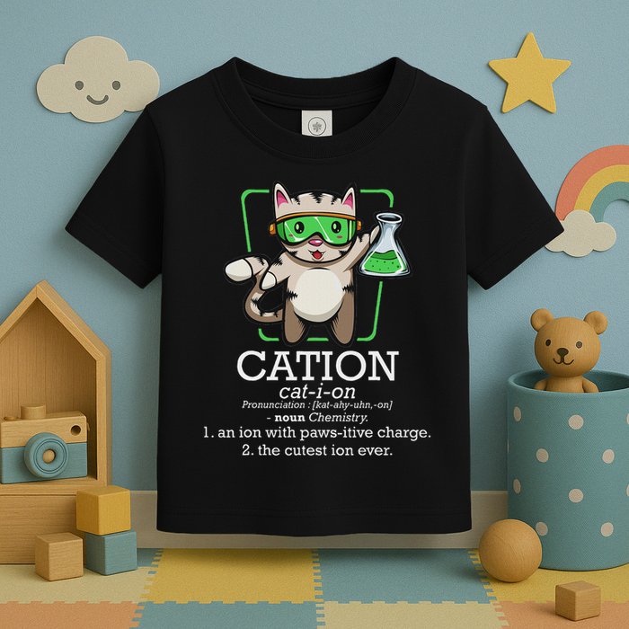 Cation Cute Science Cat Pawsitive Element Chemistry Teacher Toddler T-Shirt