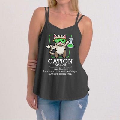 Cation Cute Science Cat Pawsitive Element Chemistry Teacher Women's Strappy Tank