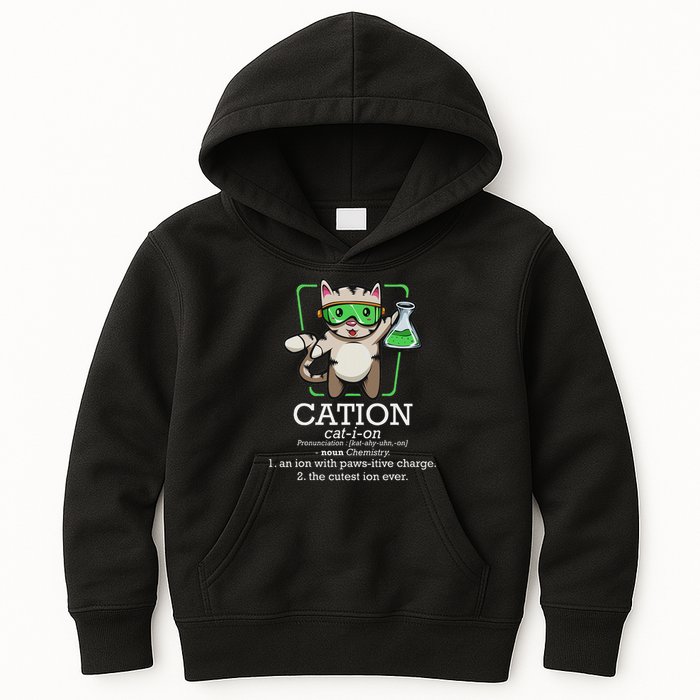 Cation Cute Science Cat Pawsitive Element Chemistry Teacher Kids Hoodie