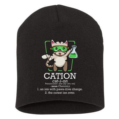 Cation Cute Science Cat Pawsitive Element Chemistry Teacher Short Acrylic Beanie