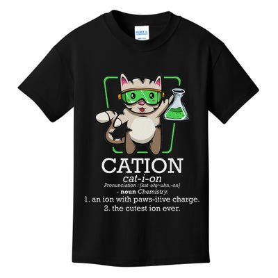 Cation Cute Science Cat Pawsitive Element Chemistry Teacher Kids T-Shirt