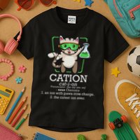 Cation Cute Science Cat Pawsitive Element Chemistry Teacher Kids T-Shirt