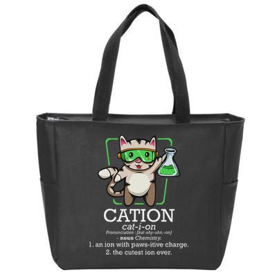 Cation Cute Science Cat Pawsitive Element Chemistry Teacher Zip Tote Bag