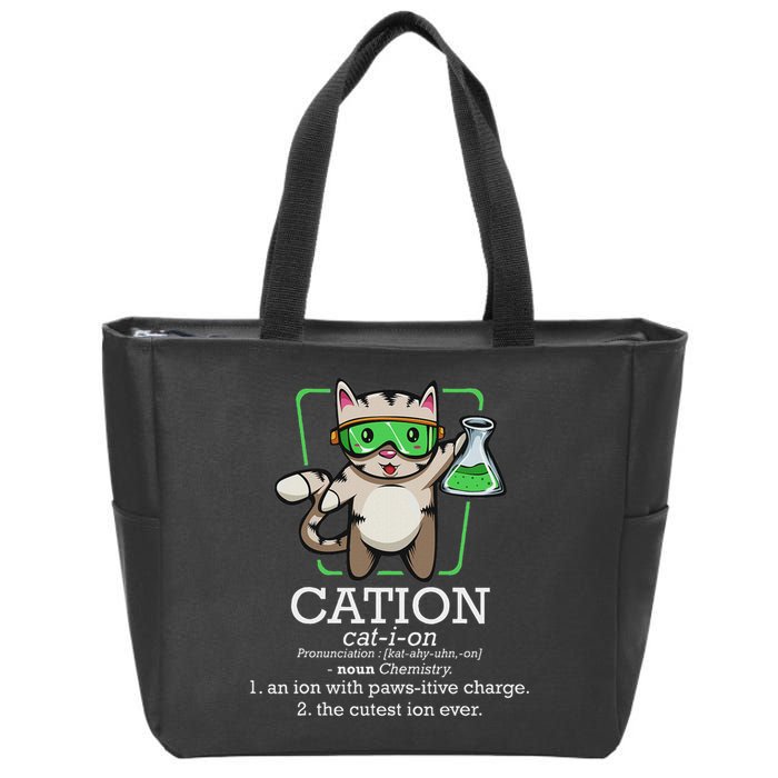 Cation Cute Science Cat Pawsitive Element Chemistry Teacher Zip Tote Bag