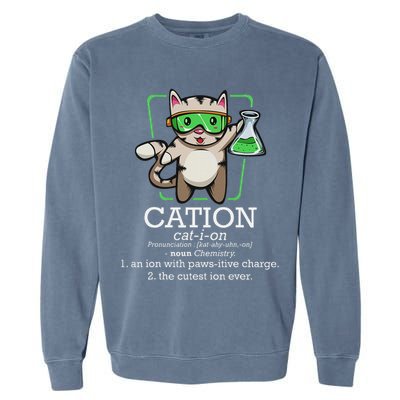 Cation Cute Science Cat Pawsitive Element Chemistry Teacher Garment-Dyed Sweatshirt