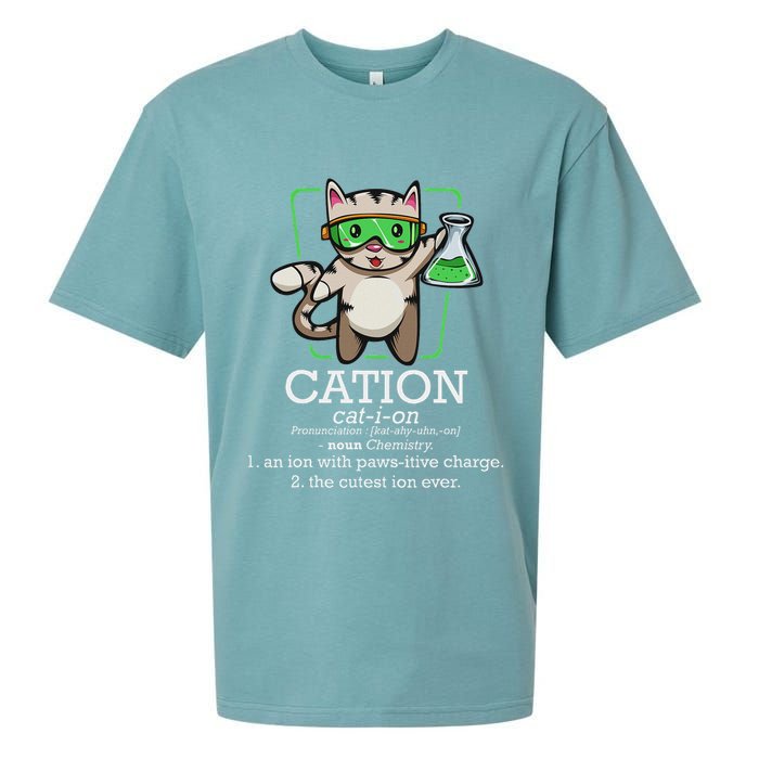 Cation Cute Science Cat Pawsitive Element Chemistry Teacher Sueded Cloud Jersey T-Shirt