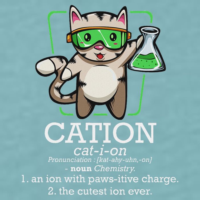 Cation Cute Science Cat Pawsitive Element Chemistry Teacher Sueded Cloud Jersey T-Shirt