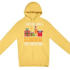 Cute Christmas Seahorse I Want A Seahorse Funny Gift Premium Pullover Hoodie