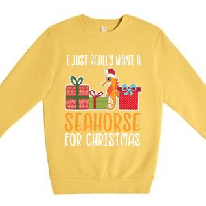 Cute Christmas Seahorse I Want A Seahorse Funny Gift Premium Crewneck Sweatshirt