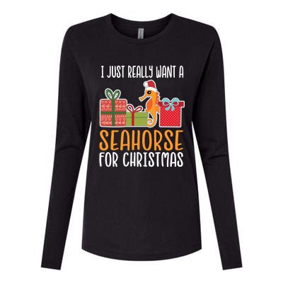 Cute Christmas Seahorse I Want A Seahorse Funny Gift Womens Cotton Relaxed Long Sleeve T-Shirt