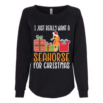 Cute Christmas Seahorse I Want A Seahorse Funny Gift Womens California Wash Sweatshirt