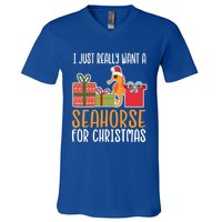 Cute Christmas Seahorse I Want A Seahorse Funny Gift V-Neck T-Shirt