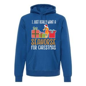 Cute Christmas Seahorse I Want A Seahorse Funny Gift Premium Hoodie