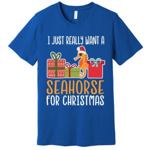 Cute Christmas Seahorse I Want A Seahorse Funny Gift Premium T-Shirt