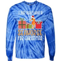 Cute Christmas Seahorse I Want A Seahorse Funny Gift Tie-Dye Long Sleeve Shirt